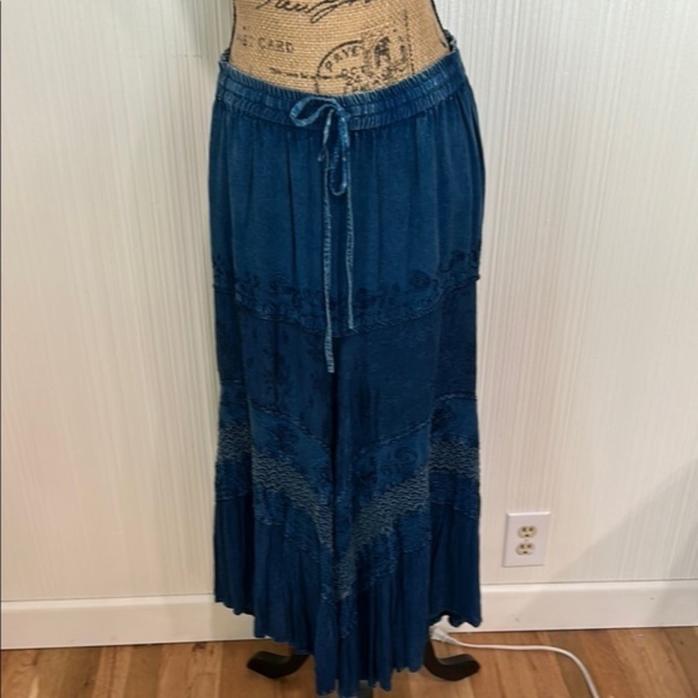 Scully Deep Blue Maxi Skirt with Drawstring